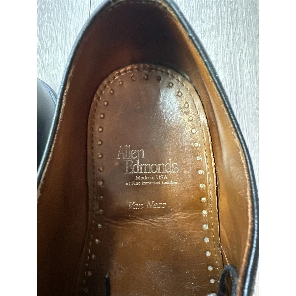Allen Edmonds Van Ness Oxford Size 10 D Shoes Black‎ Leather Cap Toe Brogue